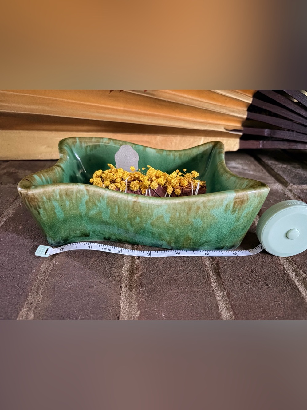 Vintage Green Ceramic Cachepot / Planter